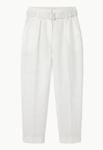 Calça Linho Puro Com Cós Largo E Rolote