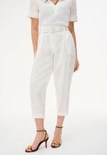 Calça Linho Puro Com Cós Largo E Rolote