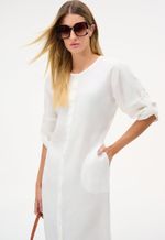 Vestido Linho Puro Com Botões
