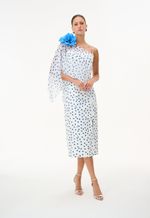 Vestido Poá Com Fenda