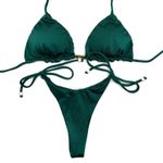 Conjunto Cortininha Fio Verde Musgo Glow