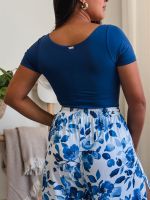 Body/Maiô Manga Curta Azul Marinho Liso
