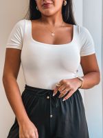 Body/Maiô Manga Curta Off White Liso
