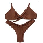 Conjunto Laço Marrom Avelã Canelado