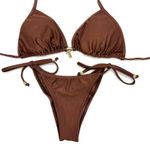 Conjunto Cortininha Marrom Avelã Canelado