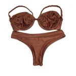 Conjunto Hawaii Meia Taça Marrom Avelã Canelado
