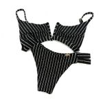 Conjunto Maldivas Listrado Preto e Branco