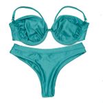Conjunto Hawaii Meia Taça Verde Água Canelado