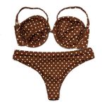Conjunto Hawaii Meia Taça Poá Marrom