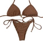 Conjunto Cortininha Caramelo Listrado