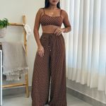 Calça Pantalona - Estampa Poá Marrom