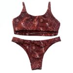 Conjunto Ousadia Estampa Folhagem Bordô