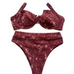 Conjunto Retrô Estampa Folhagem Bordô