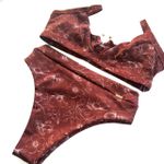 Conjunto Santorini Estampa Folhagem Bordô