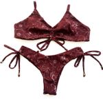 Conjunto Cancun Estampa Folhagem Bordô
