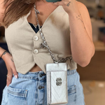BOLSA  SCHUTZ CROSSBODY PORTA CELULAR COURO DOURADO