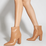 Bota Schutz Salto Alto Bloco Médio Couro