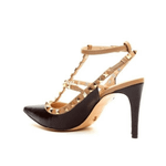 SCARPIN CECCONELLO SLINGBACK SPIKES COURO PRETO 2439001-7