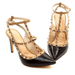 SCARPIN CECCONELLO SLINGBACK SPIKES COURO PRETO 2439001-7