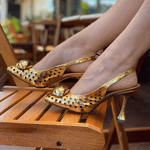 SAPATO VICENZA SLINGBACK VAZADO SALTO CARRETEL DOURADO P1164200010005