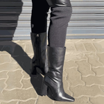 BOTA SCHUTZ CANO ALTO COURO COM POLAINA PRETO
