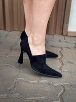 SCARPIN LUIZA BARCELOS NOBUCK SALTO FLARE PRETO