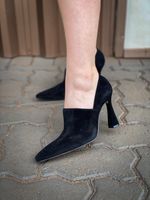 SCARPIN LUIZA BARCELOS NOBUCK SALTO FLARE PRETO
