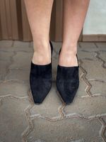 SCARPIN LUIZA BARCELOS NOBUCK SALTO FLARE PRETO