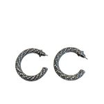 MEIA ARGOLA LS CRAVEJADO DE STRASS PRATA