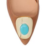 SAPATO LUIZA BARCELOS SLINGBACK CARAMELO PEDRA TURQUESA