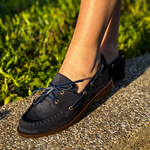 MOCASSIM LUIZA BARCELOS LOAFER EM CAMURÇA NAVAL