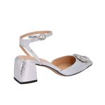 SCARPIN LUIZA BARCELOS SALTO BLOCO COBRA PRATA