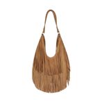 BOLSA SCHUTZ HOBO SUEDE FRANJAS CARAMELO