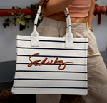BOLSA SCHUTZ SHOPPING OSAKA LONA BRANCO LISTRAS