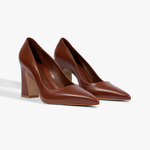 SCARPIN SCHUTZ MICAM SALTO BLOCO COURO CAFÉ