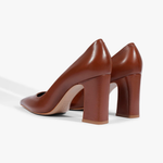 SCARPIN SCHUTZ MICAM SALTO BLOCO COURO CAFÉ
