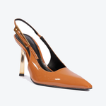 SCARPIN SCHUTZ SLINGBACK CLARA COURO TOFFEE