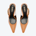 SCARPIN SCHUTZ SLINGBACK CLARA COURO TOFFEE