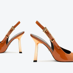 SCARPIN SCHUTZ SLINGBACK CLARA COURO TOFFEE