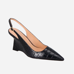 SCARPIN LUIZA BARCELOS SLINGBACK CROCO PRETO