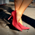 SCARPIN CAPODARTE SALTO ALTO SUEDE VERMELHO
