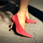 SCARPIN CAPODARTE SALTO ALTO SUEDE VERMELHO