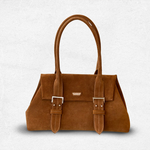 BOLSA SAAD DE OMBRO SUEDE CASTANHO