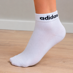 MEIA ADIDAS CANO MEDIO LINEAR 3 PARES BRANCO