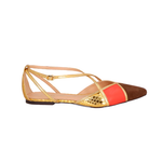 SAPATILHA LUIZA BARCELOS BICO FINO BICOLOR DOURADO