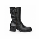 BOTA LUIZA BARCELOS COURO ZIPER CANO MEDIO PRETO