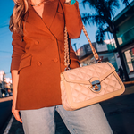 Bolsa SAAD Nylon Couro Bege