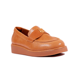 Mocassim  Schutz Bico Redondo Couro Camel