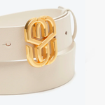 Cinto Emblem Couro Liso Off White