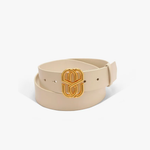 Cinto Emblem Couro Liso Off White